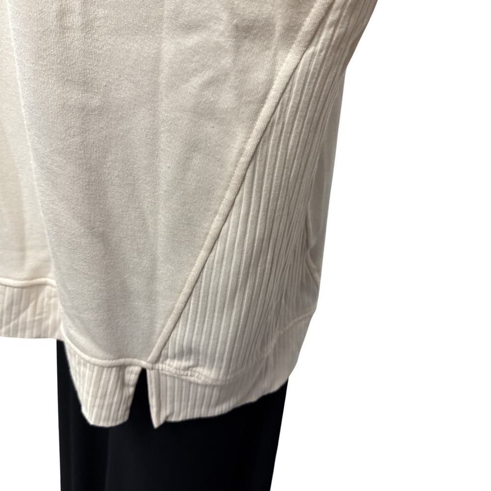Women's XL Cream V Neck Long Sleeve Ribbed Detail Sweatshirt Pullover Top READ - Picture 2 of 10